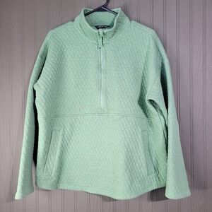 Eddier Bauer 1/2 Zip Quilted Pullover Sweater Mock Neck Shirt Green Women's XL